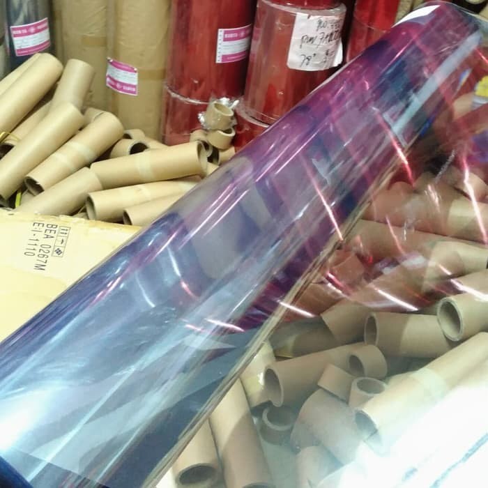 

Plastik mika kaku Roll tebal 0.13 mm x 140cm pembungkus souvenir, kotak seserahan dan lain2