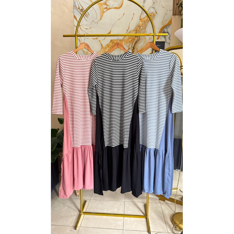 gamis midi mix salur/ gamis midi/ midi dress/ midi premium