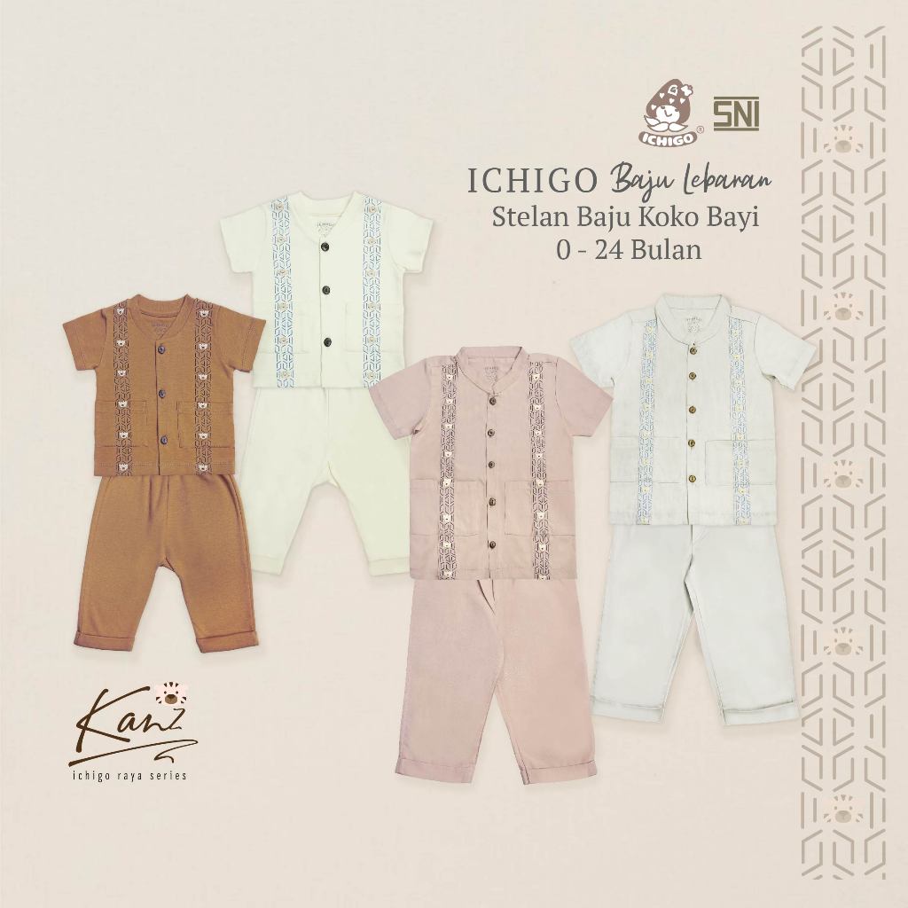 ICHIGO Baju Lebaran - Stelan Baju Koko Bayi 0 - 24 Bulan
