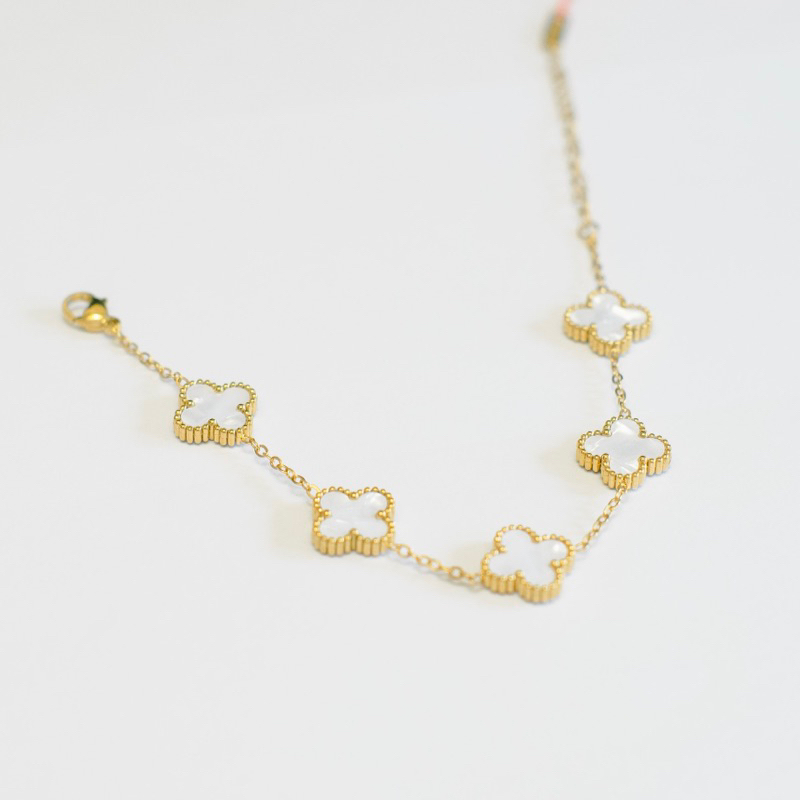 Gelang Titanium Bunga Putih anti karat