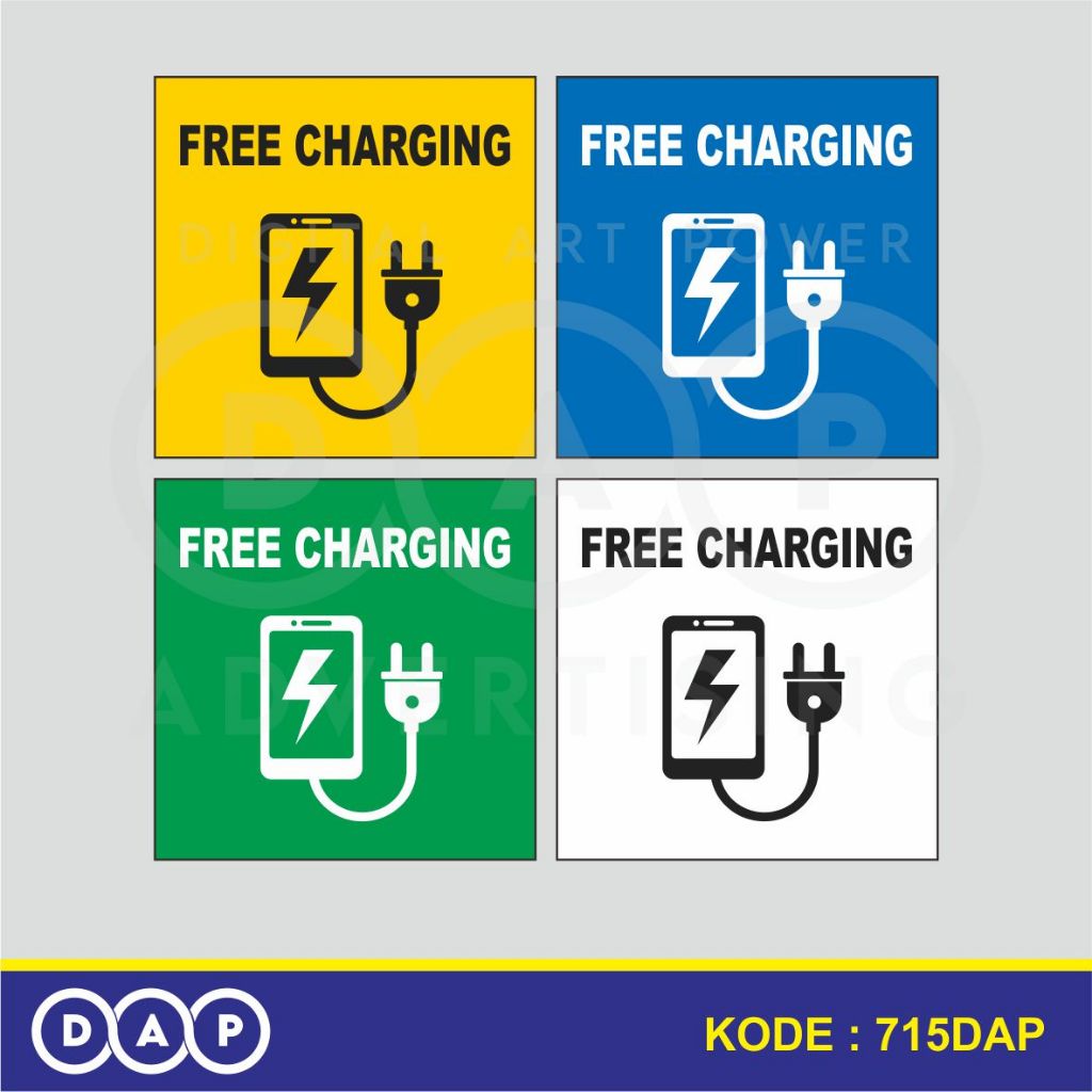 

715 - STIKER FREE CHARGING - 15 X 15 CM - VYNIL - TERBAIK