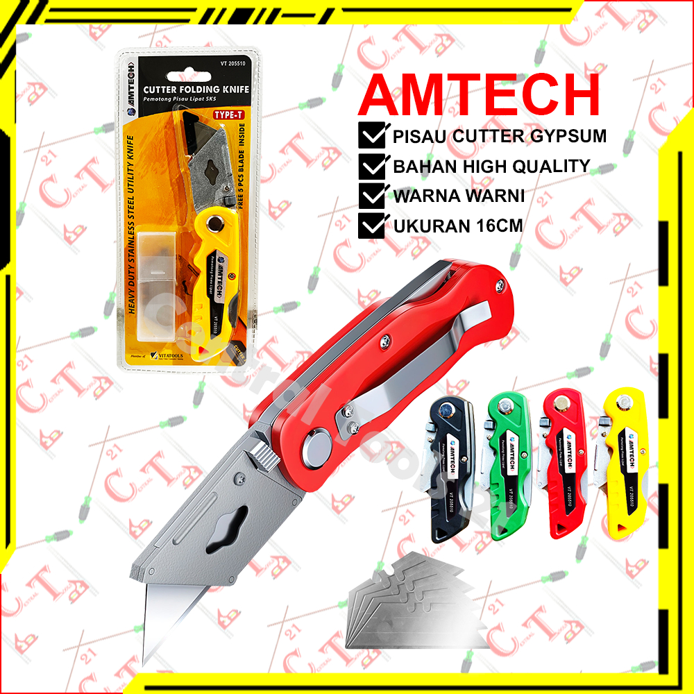 

Pisau Cutter 5 Mata Pisau Amtech / Pisau Cutter Lipat / Cutter Folding Knife