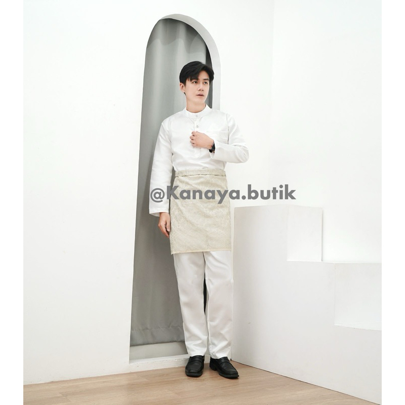 Setelan baju melayu pria // baju melayu pria modern // setelan tekuk belanga // songket samping pria