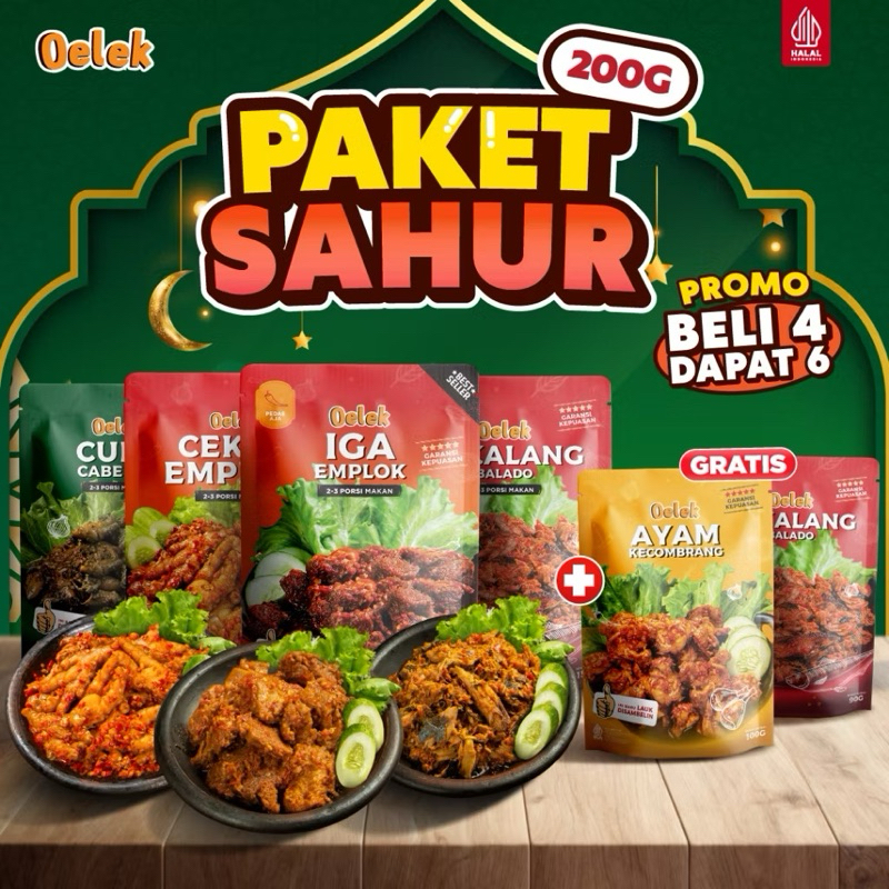 

OELEK PAKET SAHUR 4 LAUK 200 GR (BELI 4 DAPAT 6)