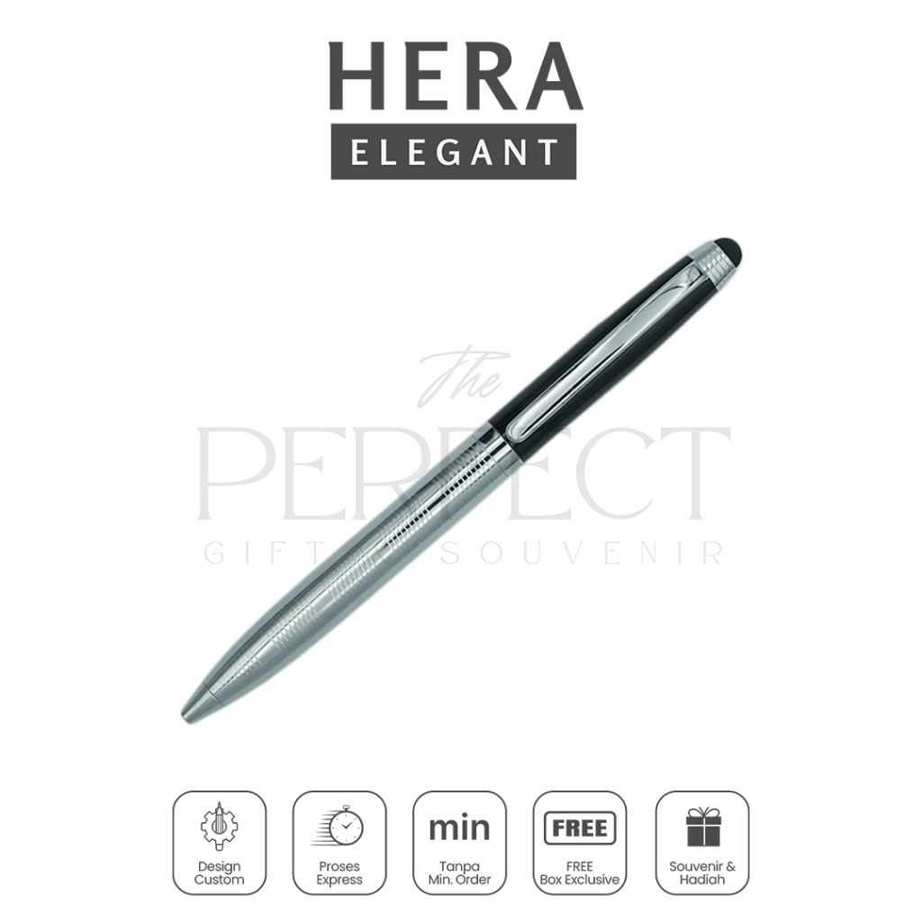 

Hera Elegant Pen Ballpoint Free Box Custom Grafir Exclusive Promosi Gift Kado Souvenir