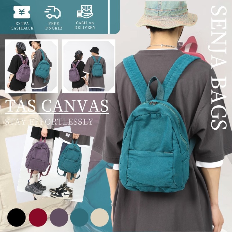 Backpack mini ransel kecil pria tas sekolah aesthetic ransel polos kecil Kanvas tas wanita honey sem