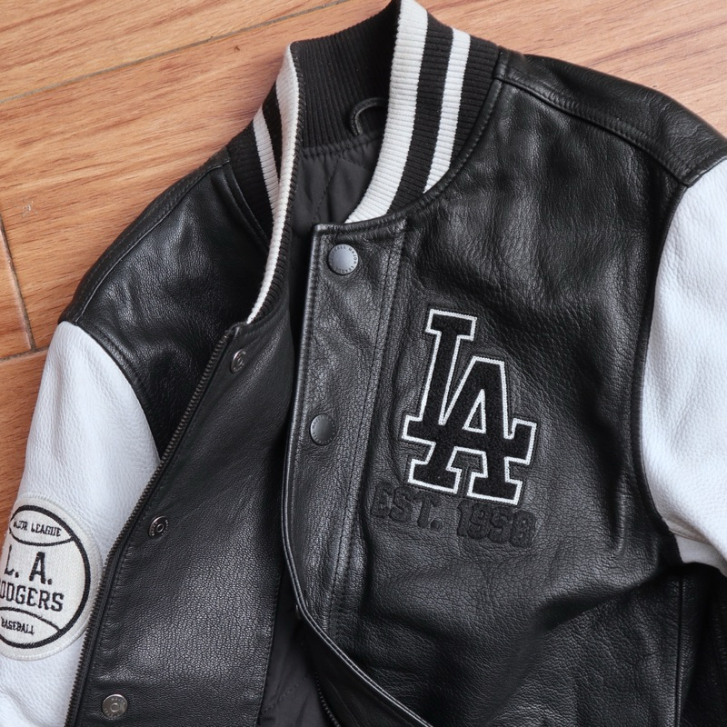 MLB Baseball kulit SAPI M premium jaket kulit asli baseball varsity LA Dodgers genuine leather jacke