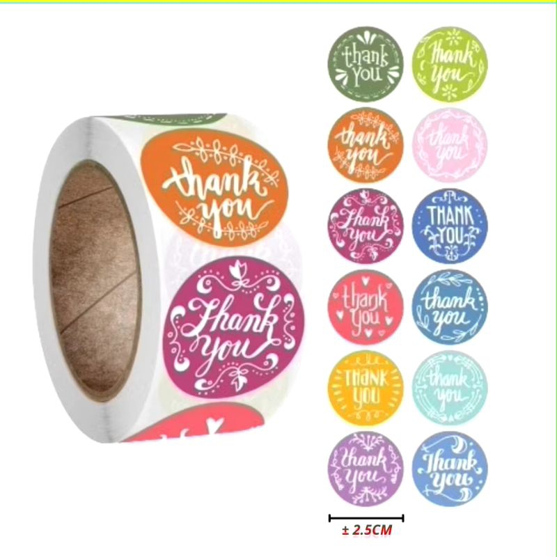 

Sticker Thank You Roll Isi 500 Pcs Stiker Terima Kasih