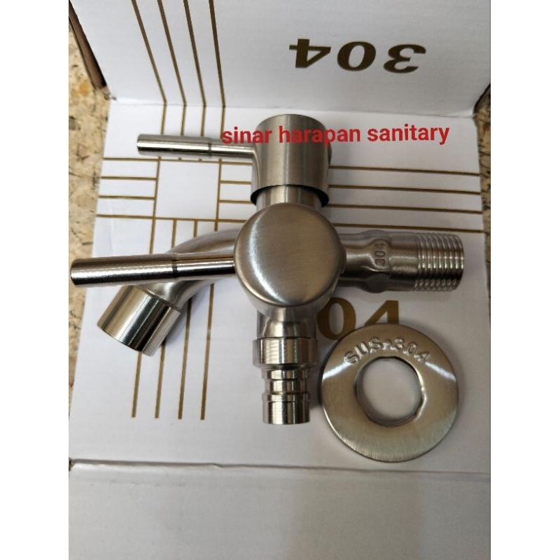 Kran cabang mesin cuci stainless stell / Kran tembok cabang stainless / Kran mesin cuci