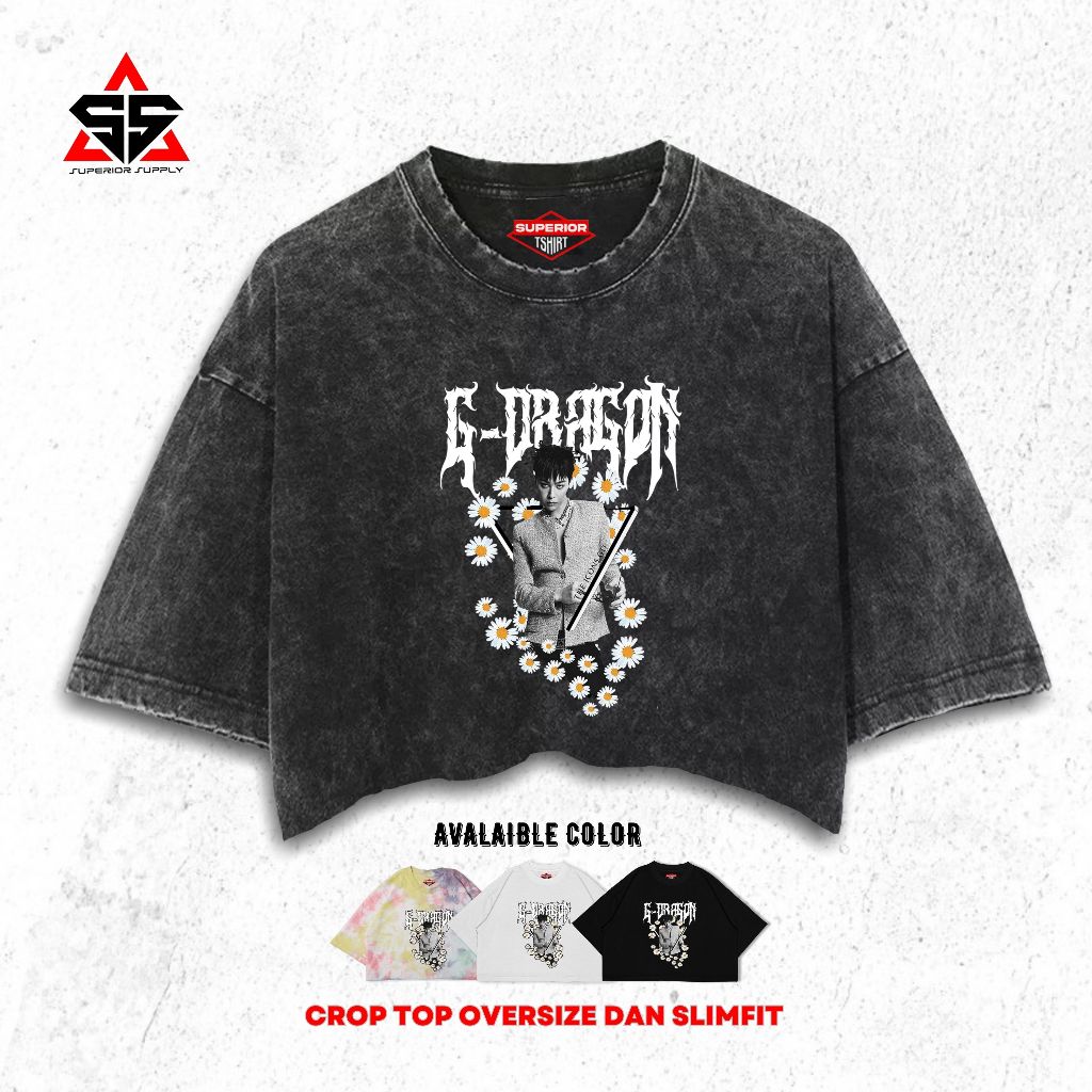 SUPERIOR Crop Tee G-Dragon Washed Tye Die Longsleeve Oversize Slimfit Crop Top GDRAGON-10
