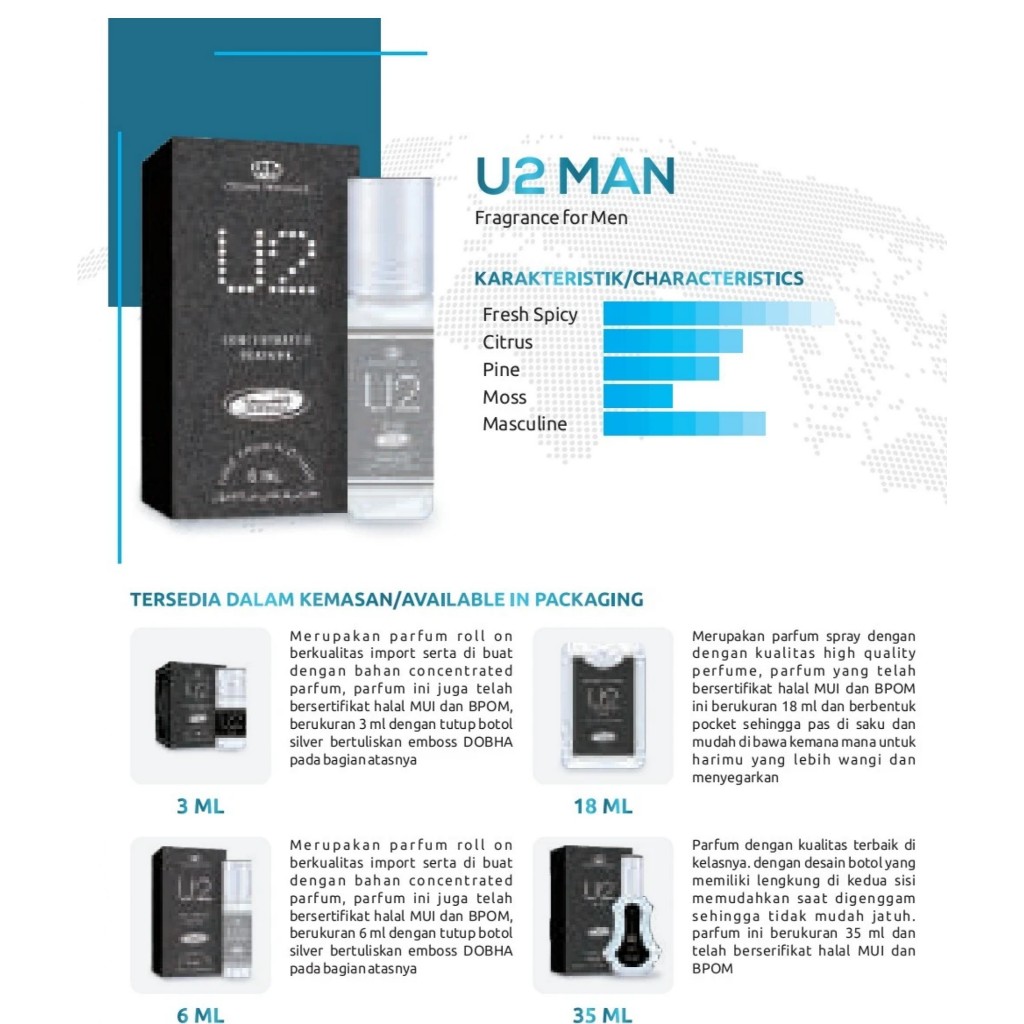 Parfum dobha aroma u2 man dobha 35 ml original
