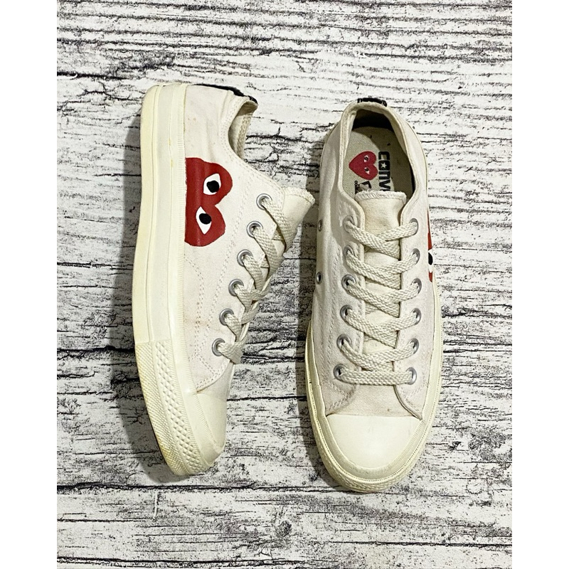 Sepatu Converse x CDG Play Chuck Taylor Low White Second - Size 40