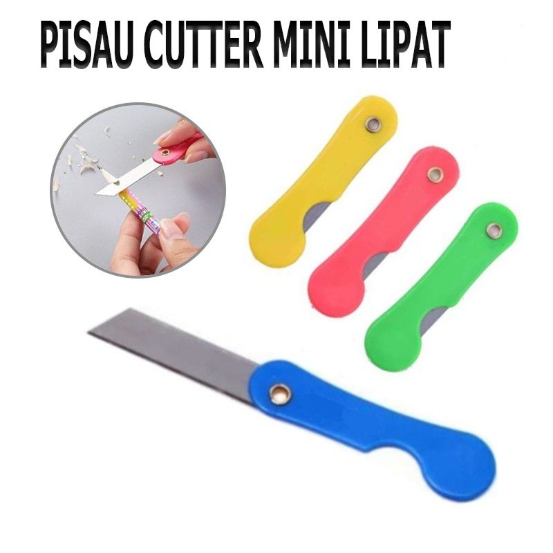 

1bh Pisau Gantungan Kunci Lipat Cutter Saku Mini Plastik 6.5cm