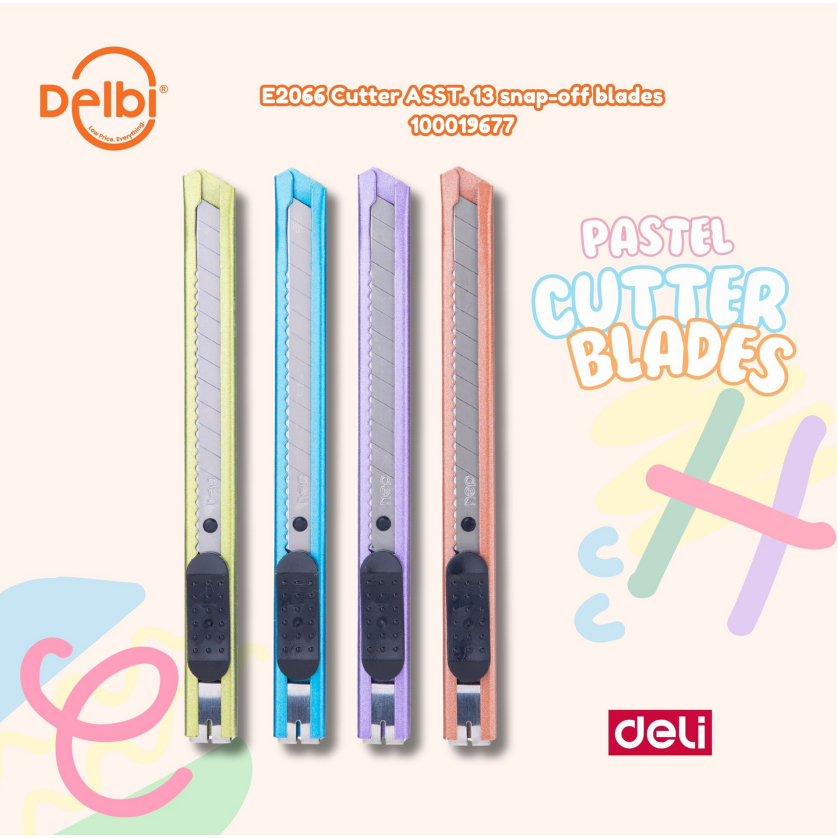 

DELI E2066 Cutter ASST. 13 snap-off blades PISAU DELI E2066 Cutter ASST. 13 snap-off blades PISAU