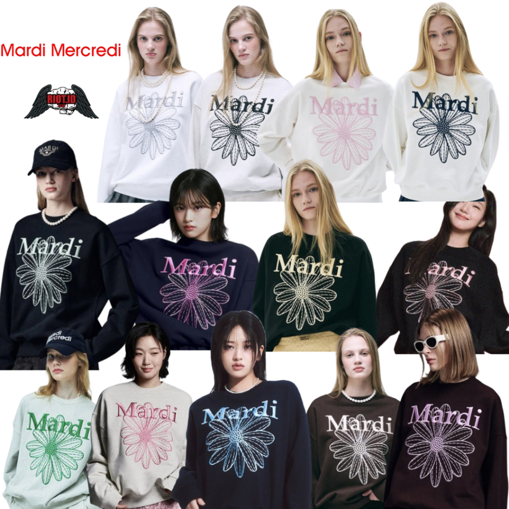 Crewneck Sweater Mardi Marcedi LOGO FLOWERMARDI NEEDLEWORK Bordir SWEATSHIRT KOREAN STYLE MULTICOLOR