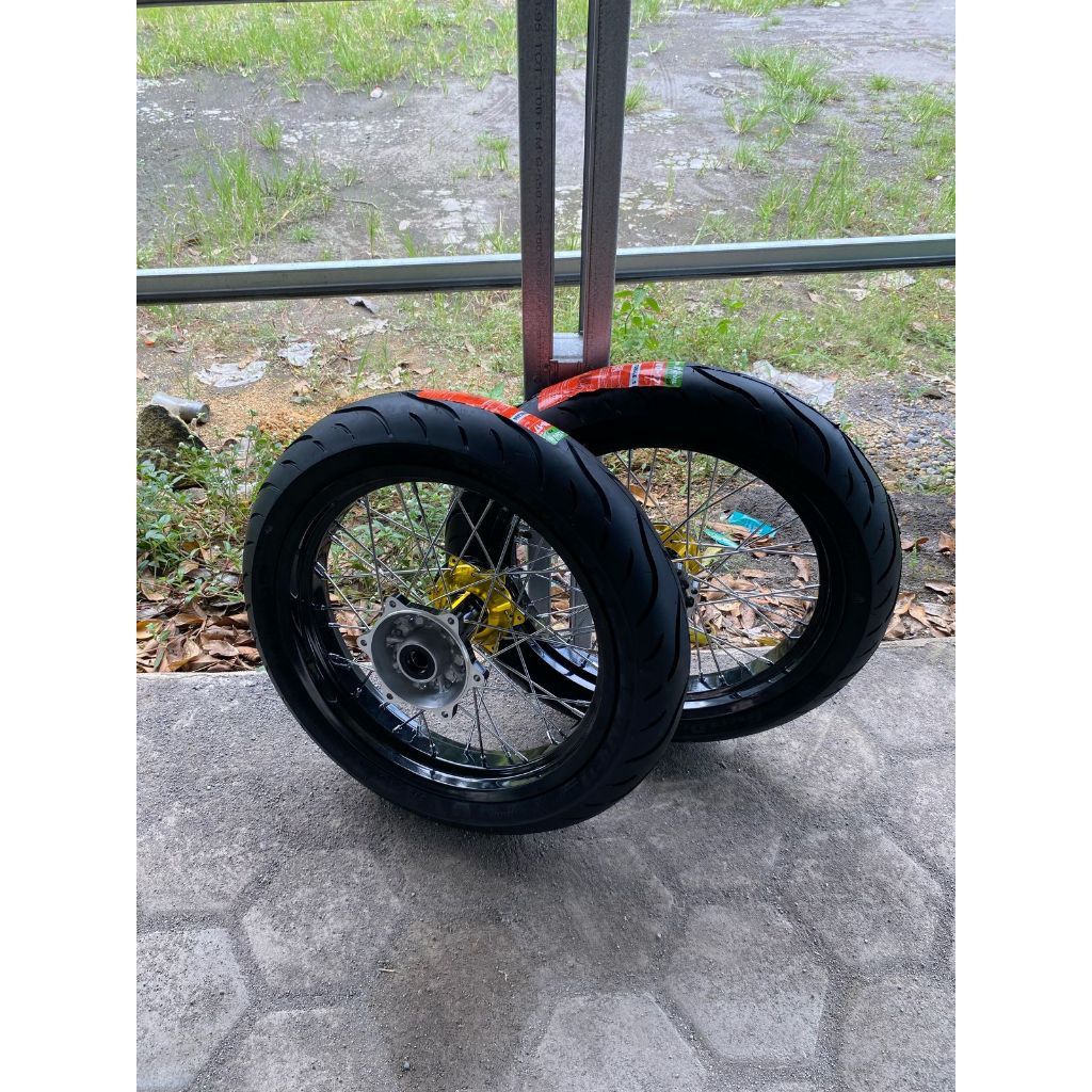 Roda Supermoto WR 250/300 Ring 17 Wheelset SUMO Yamaha WR155 Ban Maxxis Baru