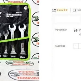 

Kunci Pas-Pas Set TEKIRO 8pcs 6-24mm WR-SE0305 Open End Wrench