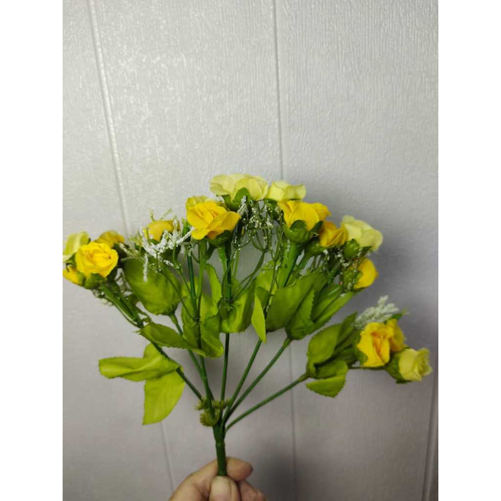Bunga Plastik Mawar Kuning Mini 1285