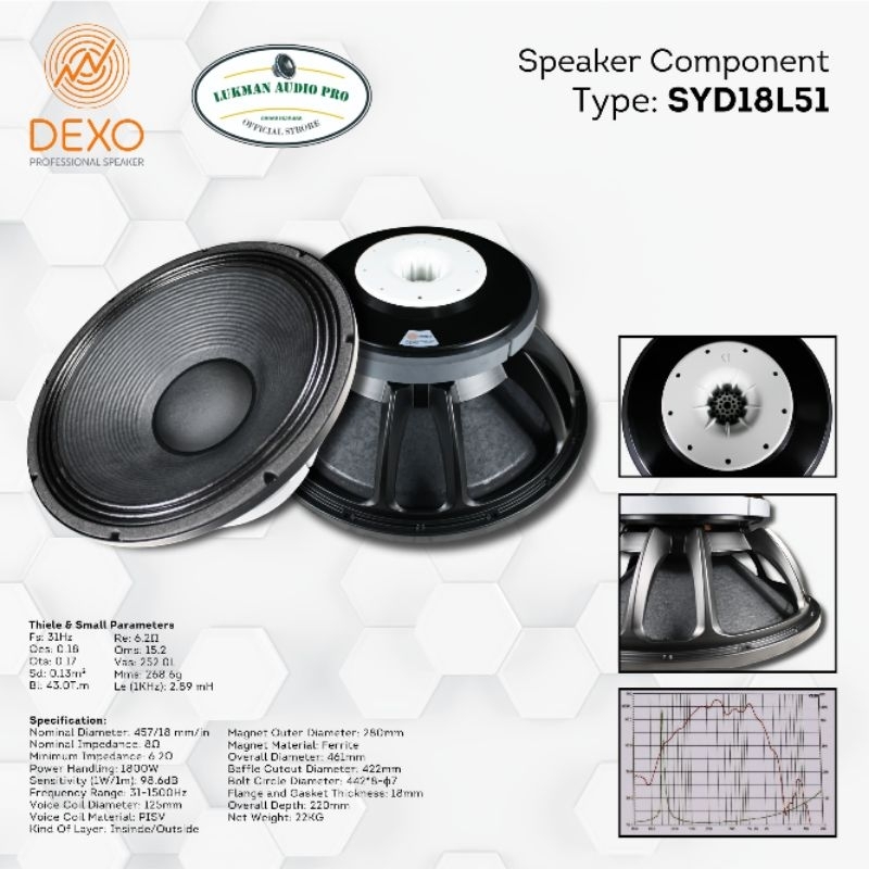 Speaker Dexo 18L51 18 inch Original