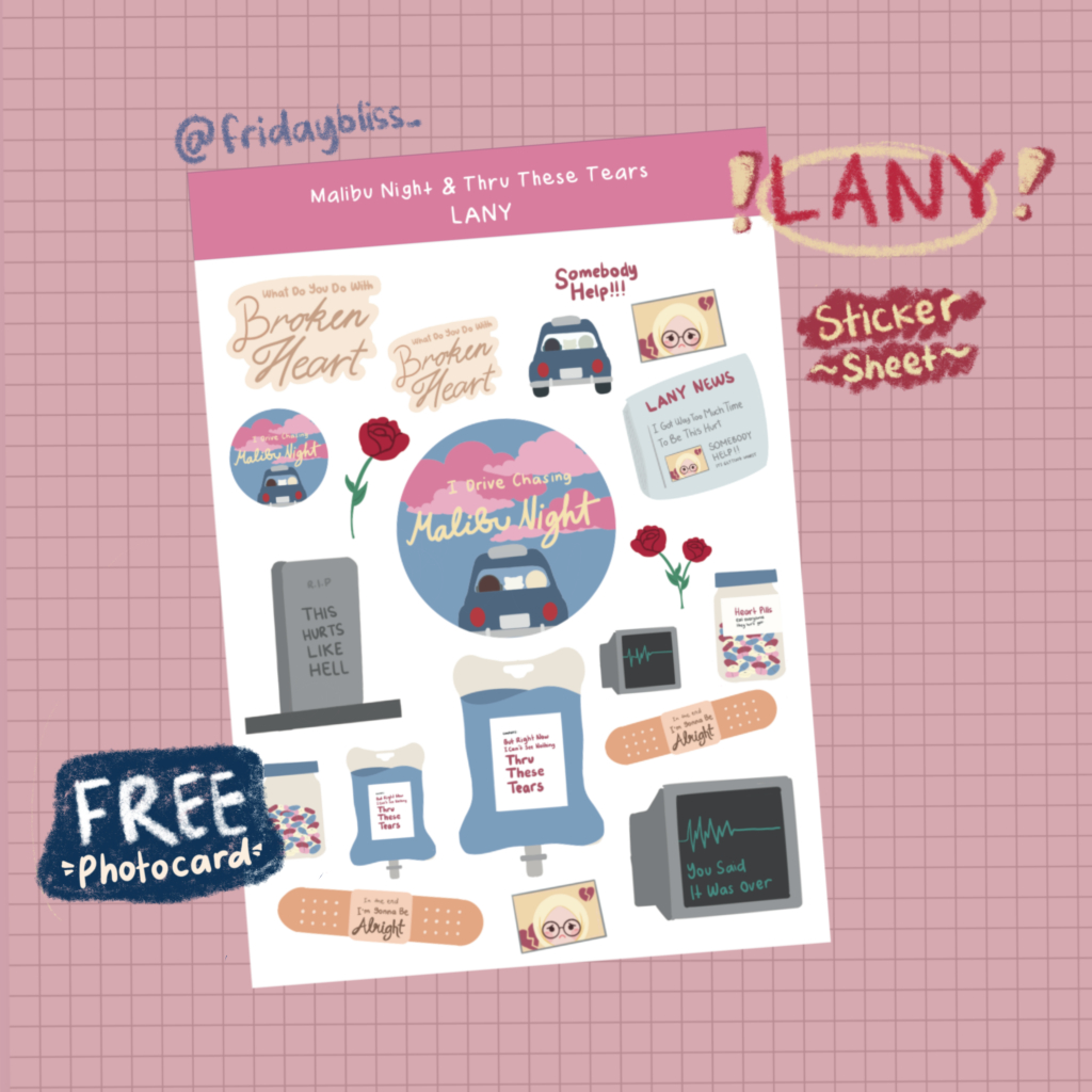

STICKER SHEET LANY - MALIBU NIGHT & THRU THESE TEARS