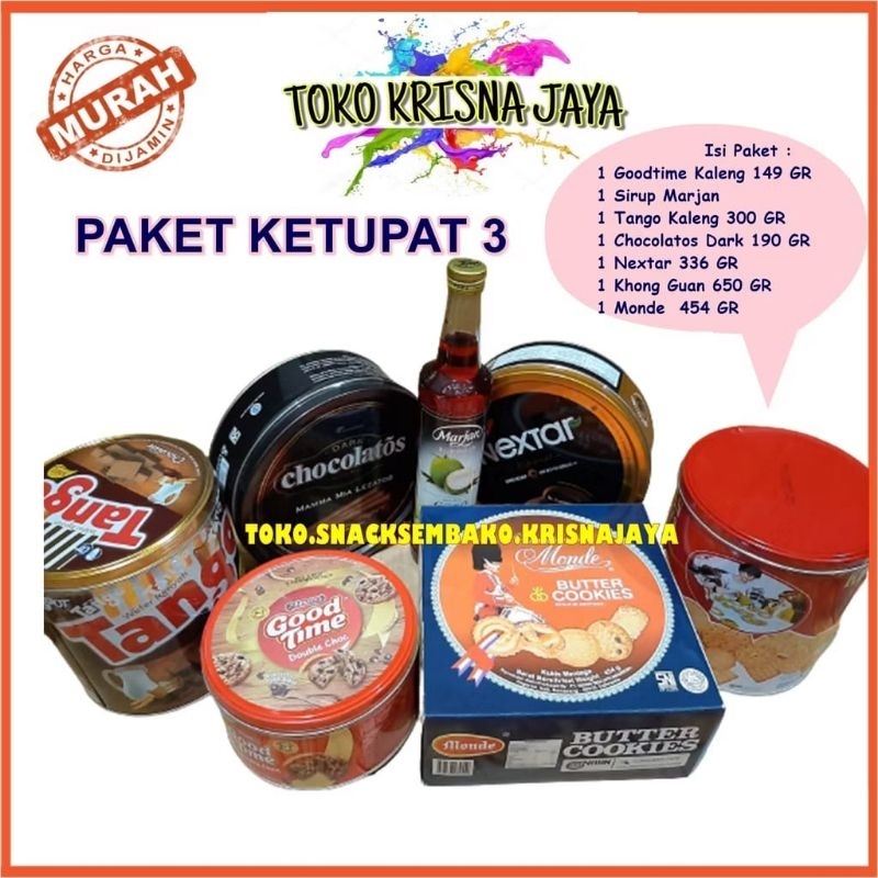 

PAKET PARCEL WAFER KALENG LEBARAN KETUPAT 3 ISI 6 KALENG + SYRUP