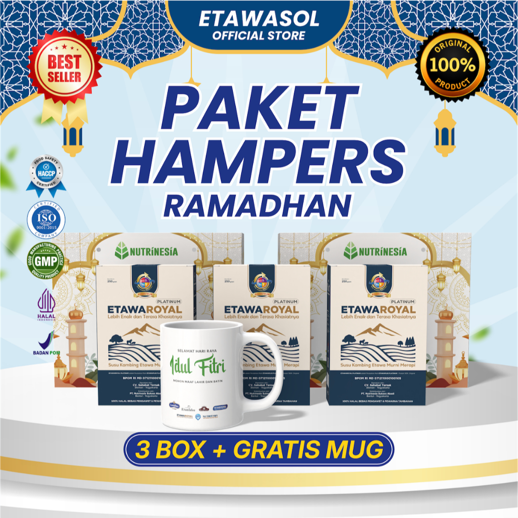 

Hampers Lebaran Susu Etawaroyal 3 Box Mug Box Eksklusif Paket Gift Ramadhan Parcel Idhul Fitri Etawasure Etawasol Etawaroyal