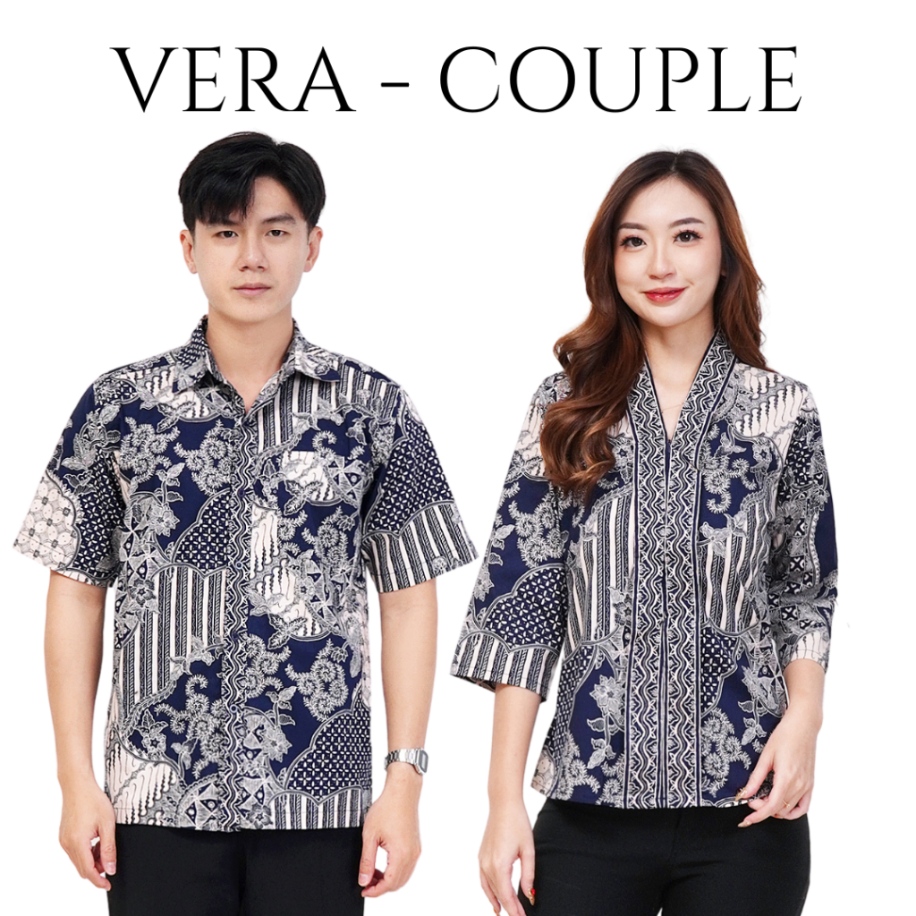 [VERA-COUPLE] LD95-125 Blouse / Kemeja Batik Couple Katun Stretch Premium Jumbo Bigsize Busui-Friend