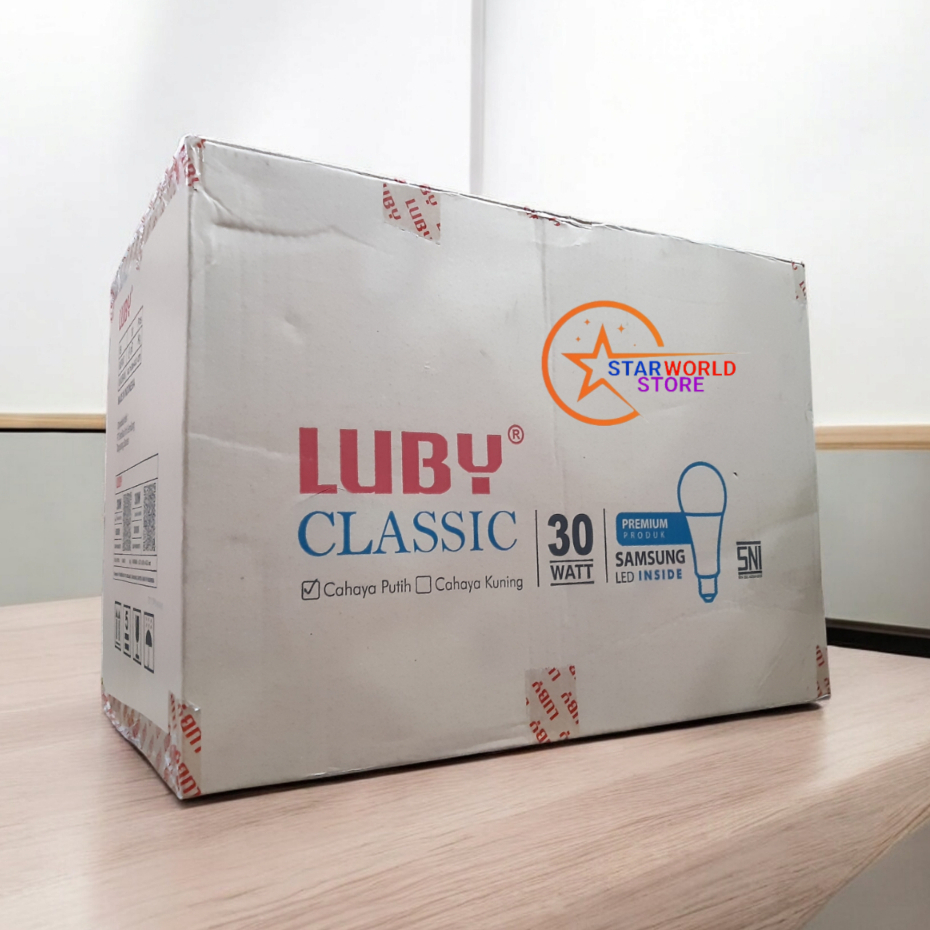 Paket 1 Koli LUBY Classic Lampu Bohlam LED 30 Watt / 1 DUS Isi 30 Pcs LUBY Classic 30W-Cahaya Putih