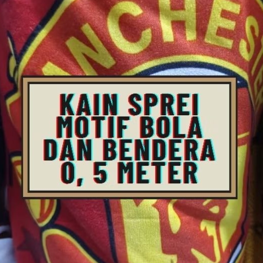 Bahan Kain Sprei Meteran Katun Combed Disperse Microtex Motif Abstrak Bola Bendera 0.5 M