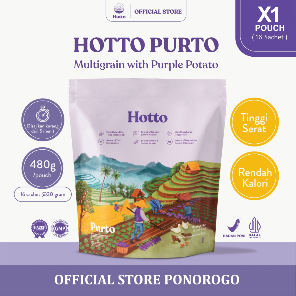 

Hotto Purto Multigrain dengan Purple Potato X1 Pouch (16 Sachet) 100% Original Official Store