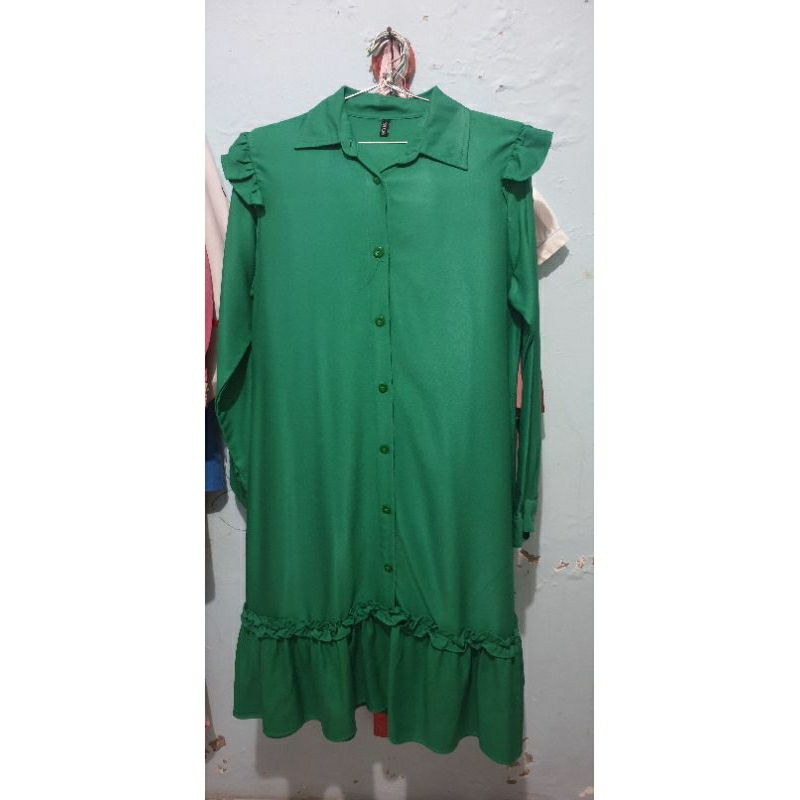 Tunik Ruffle ijo botol