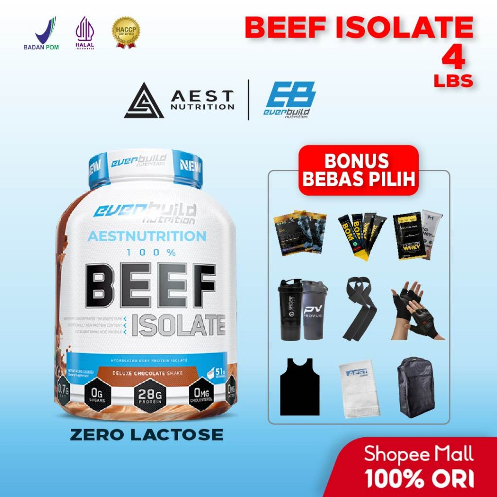 Everbuild Nutrition 100% Beef Isolate 4lbs Susu Whey Protein Sapi