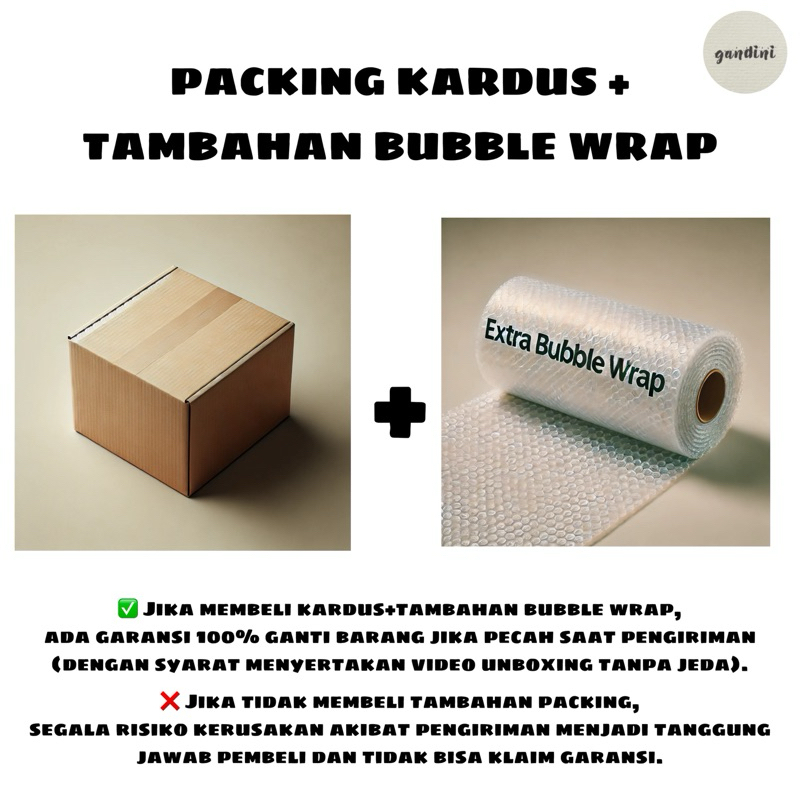

Packing Kardus + Tambahan Extra Bubble Wrap