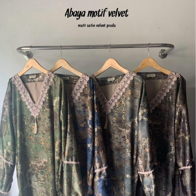 Abaya Mukena Sholat - Abaya Motif Velvet Matt Satin Velvet Prada