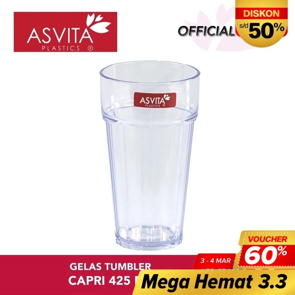 ASVITA Gelas Susun Capri 425 ML - Plastik Food Grade Wadah Minum GTC 425