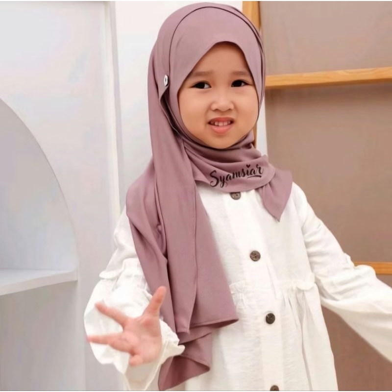 HIJAB PASHMINA KANCING ANAKProduct by SYAMSIAR HIJAB,kerudung anak pashmina kancing simple, hijab an