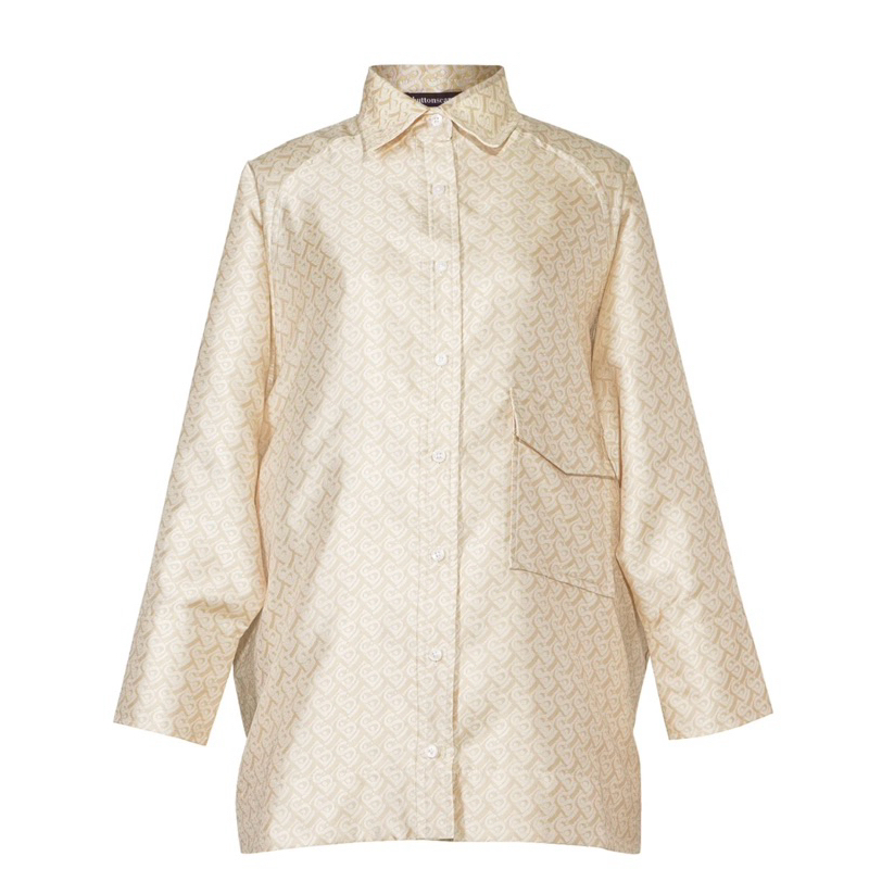 Bimu Jacquard Shirt With Pocket Buttonscarves Size S [PRELOVED]