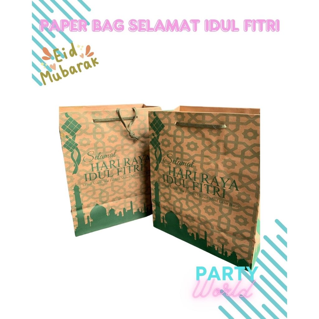 

Paper Bag Motif Selamat Hari Raya Idul Fitri 12pcs Tas Souvenir Kertas Lebaran