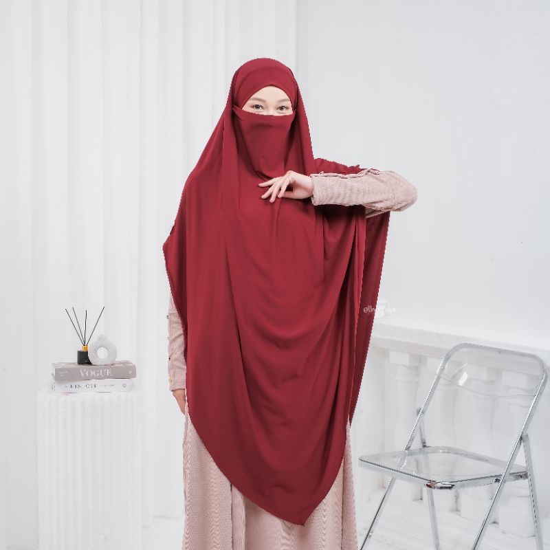 Elhasna Hijab Indonesia French Khimar Jersey Jilbab Cadar Syar'i Jumbo Instan Haji Umroh Premium