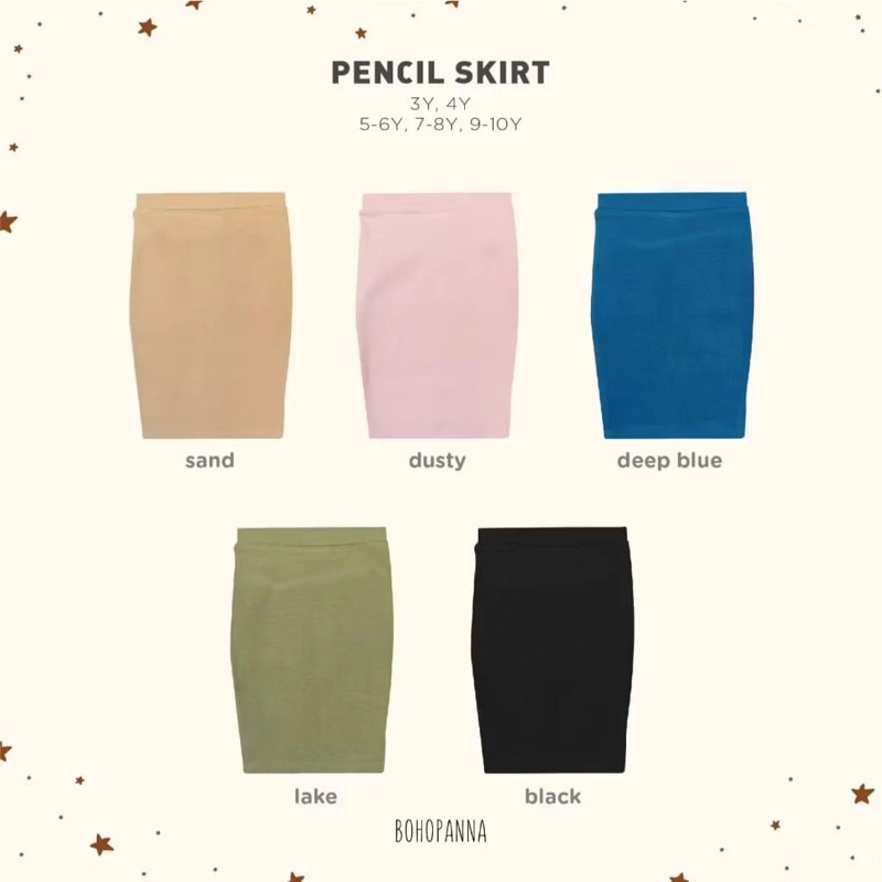 BOHOPANNA PENCIL SKIRT-Rok Sepan Anak Perempuan Belah samping slit cr622