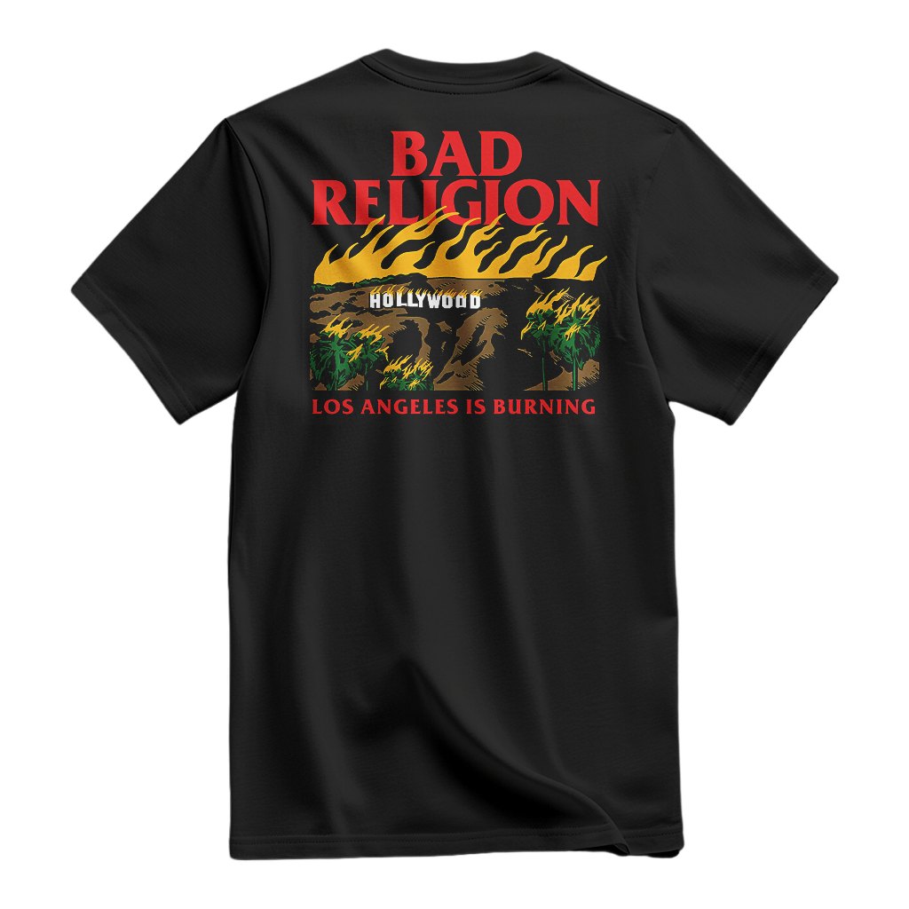 KAOS BAD RELIGION LOS ANGELES IS BURNING 100% COTTON COMBED