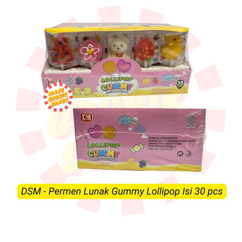 

Permen lunak lolipop gummy DSM isi 30pcs