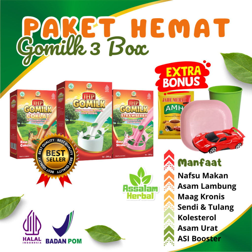 

PAKET HEMAT GOMILK 3 BOX Susu Kambing Etawa Atasi Nyeri Tulang Sendi Rematik Asam Urat Kolesterol