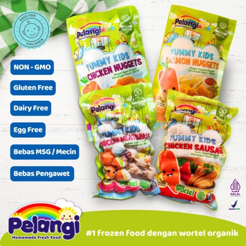 

Yummy Kids Sosis Ayam (350 gr) - Nugget Ayam (250 gr) - Bakso Ayam (300 gr) - Pelangi Anak