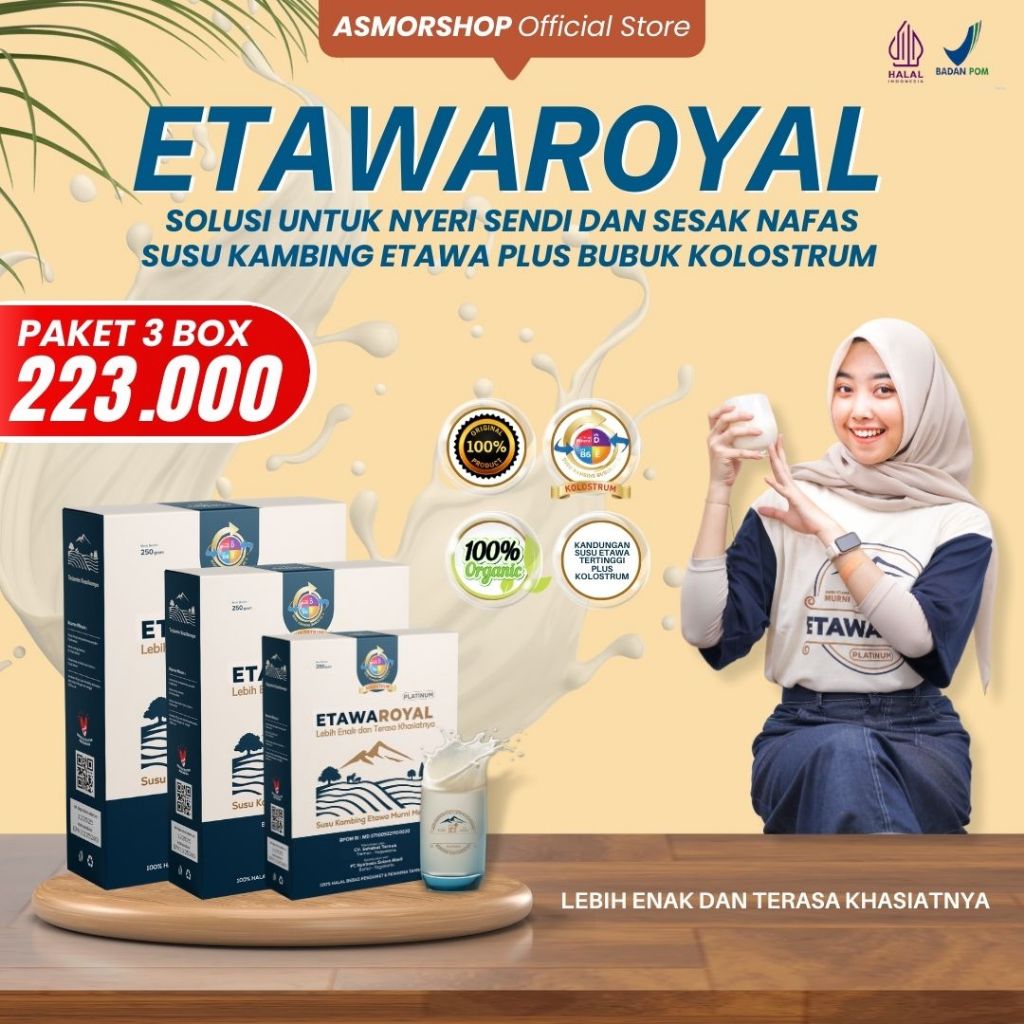 

ETAWAROYAL Platinum | Susu Kambing Etawa Untuk Rematik dan Pernafasan - Paket Hemat 3 Box