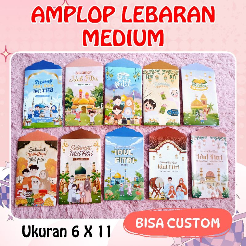 

(1 Pack isi 10) AMPLOP LEBARAN 2025 MEDIUM SIAP PAKAI (bisa custom suka")