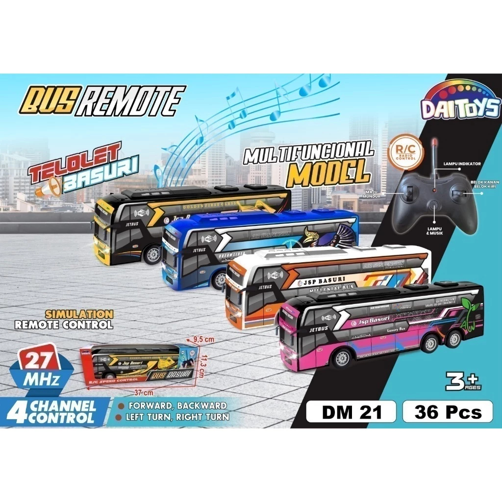 Mainan Anak Bus Basuri Remote Kontrol / Mainan Bus Anak Telolet / Mainan Bus Anak / Bus Mainan Anak