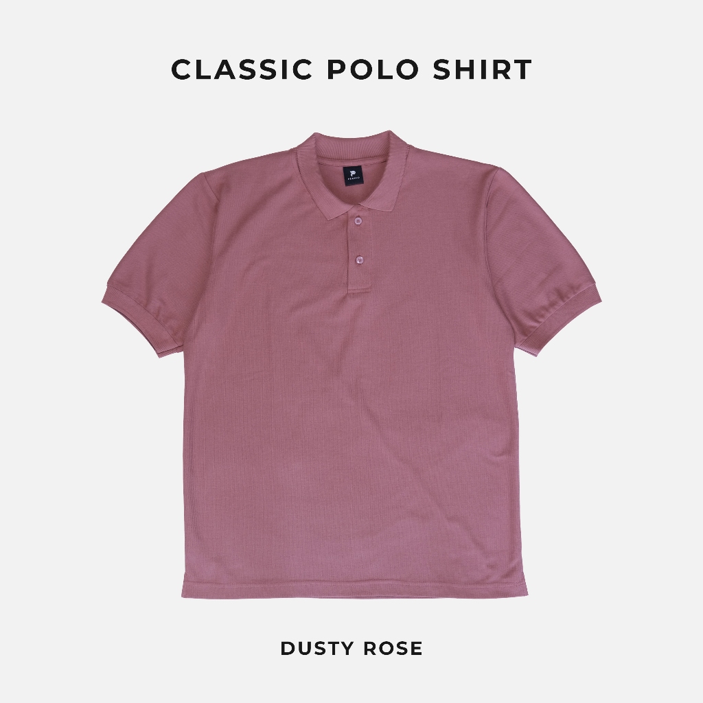 PEANUD Hexa Classic Polo Shirt CVC Pique Hexagon 24s Dusty Rose