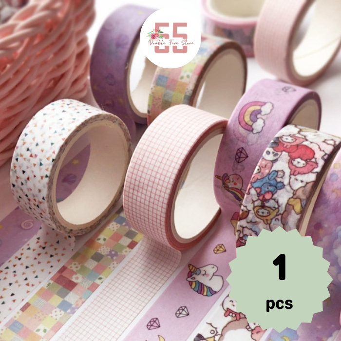 

Washi Tape Aesthetic Dekorasi Jurnal Scrapbook Selotip Motif Pattern - 044