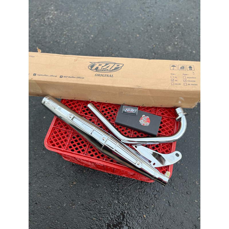 Knalpot RAP cb125J knalpot 125 J merk RAP hardcrome ukuran 32-35 35-35 knalpot plor cb125 J merk rap